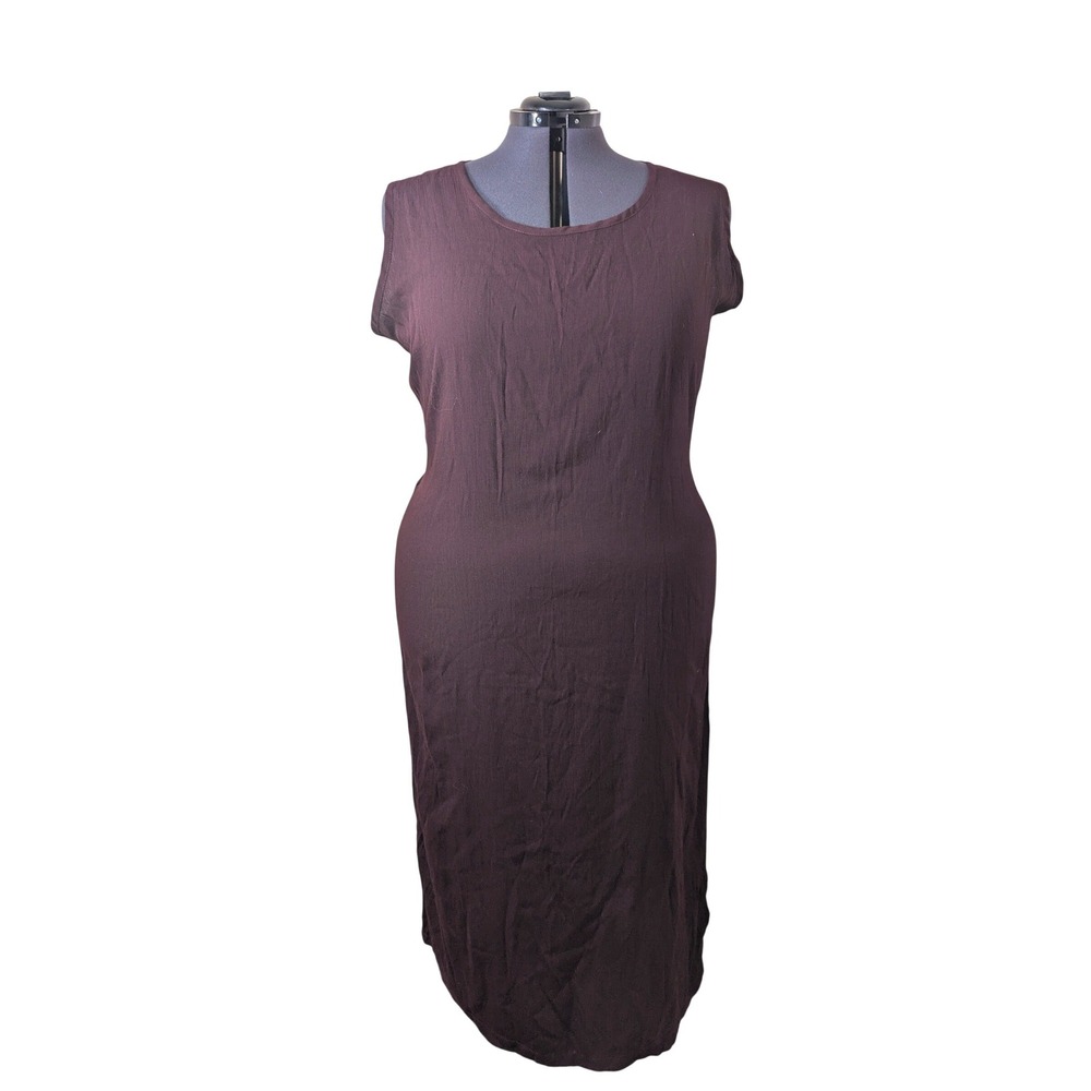 Vintage 90s California Krush‎ Sleeveless Maxi Sheath Dress Muted Red Rayon 2X